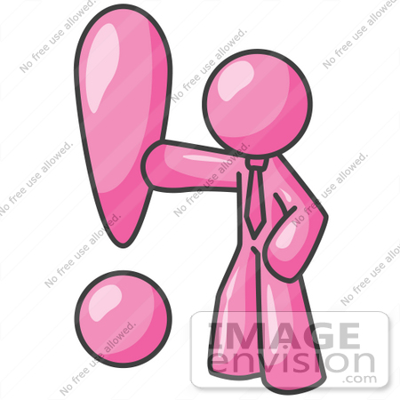 450x450 Clip Art Graphic Of A Pink Guy Character With An Exclamation Point