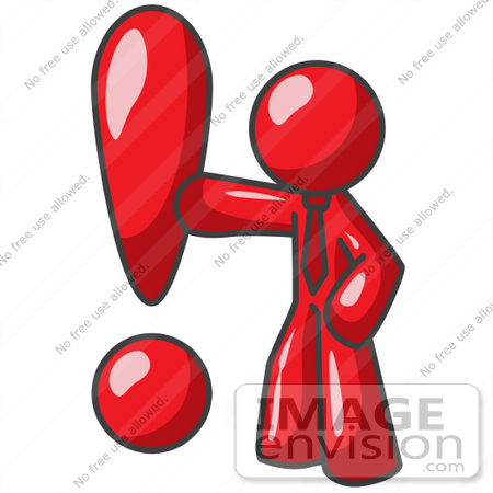 450x450 Clip Art Graphic Of A Red Guy Character With An Exclamation Point
