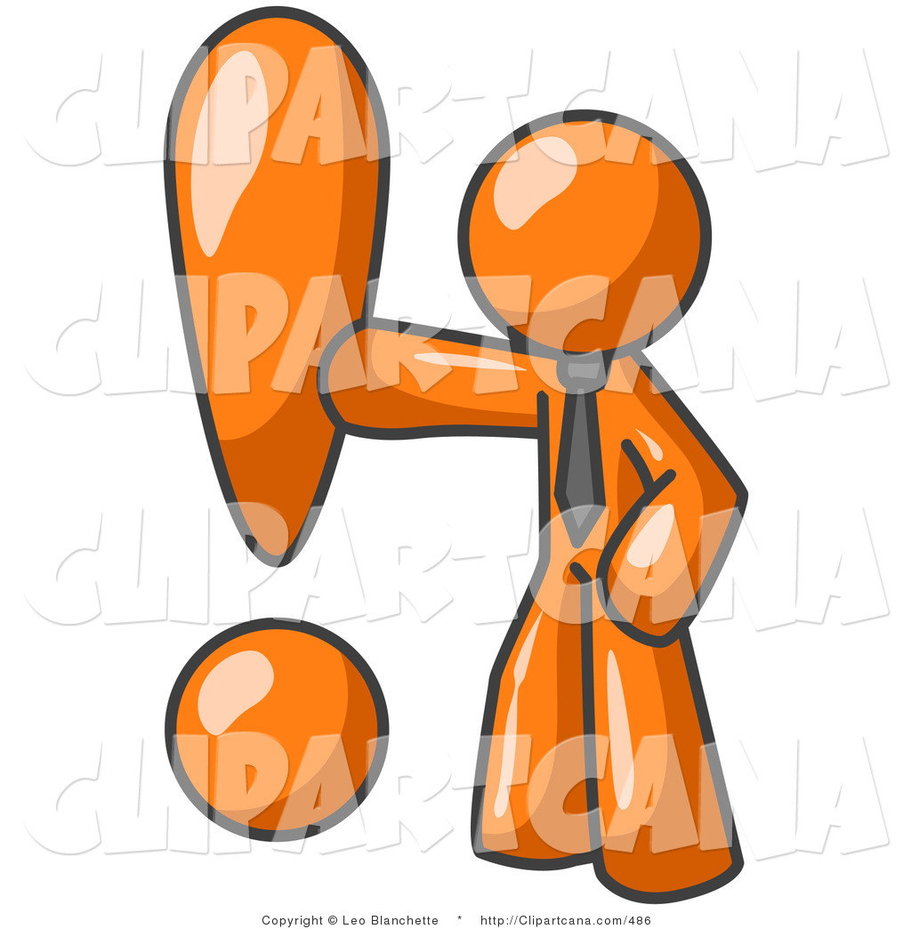 1024x1044 Vector Clip Art Of An Orange Businessman Standing By And Touching