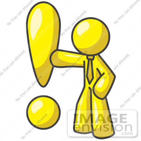 450x450 Clip Art Graphic Of A Yellow Guy Character With An Exclamation