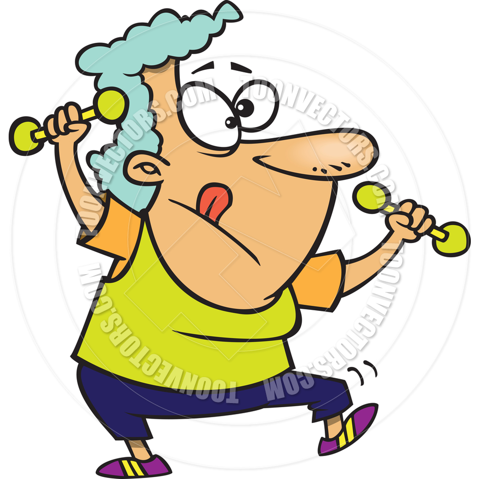 940x940 Cartoon Granny Exercise By Ron Leishman Toon Vectors Eps