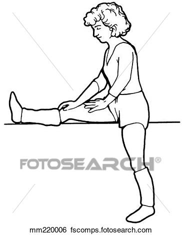 364x470 Stock Illustration Of Exercise, Standing Hamstring Stretch