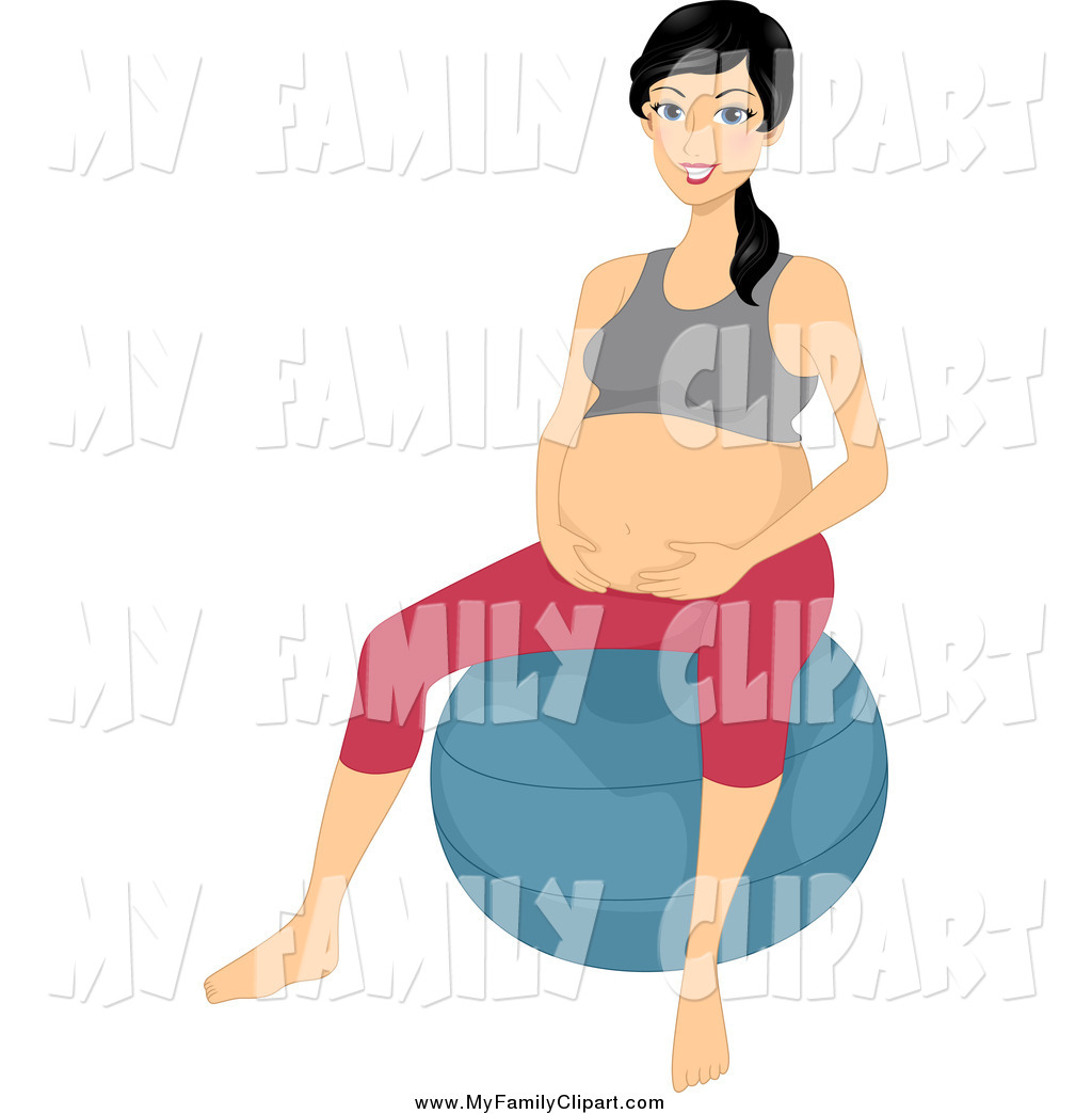 1024x1044 Clip Art Of A Pregnant Woman On An Exercise Ball By Bnp Design