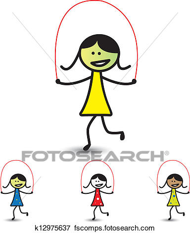 384x470 Clip Art Of Illustration Of Young Girls Playing Skipping Game