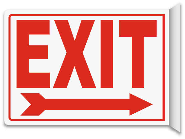600x450 Exit (Right Arrow) 2 Way Sign A5101
