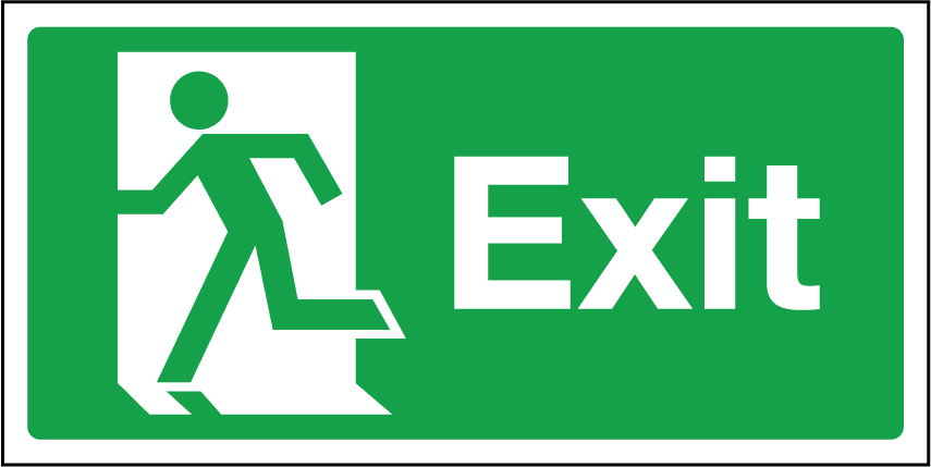 855x429 Exit Sign Running Man Left