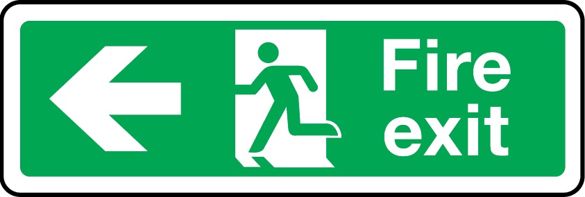 843x284 Fire Safety Fire Exit Sign Arrow Left Photoluminescent Sign