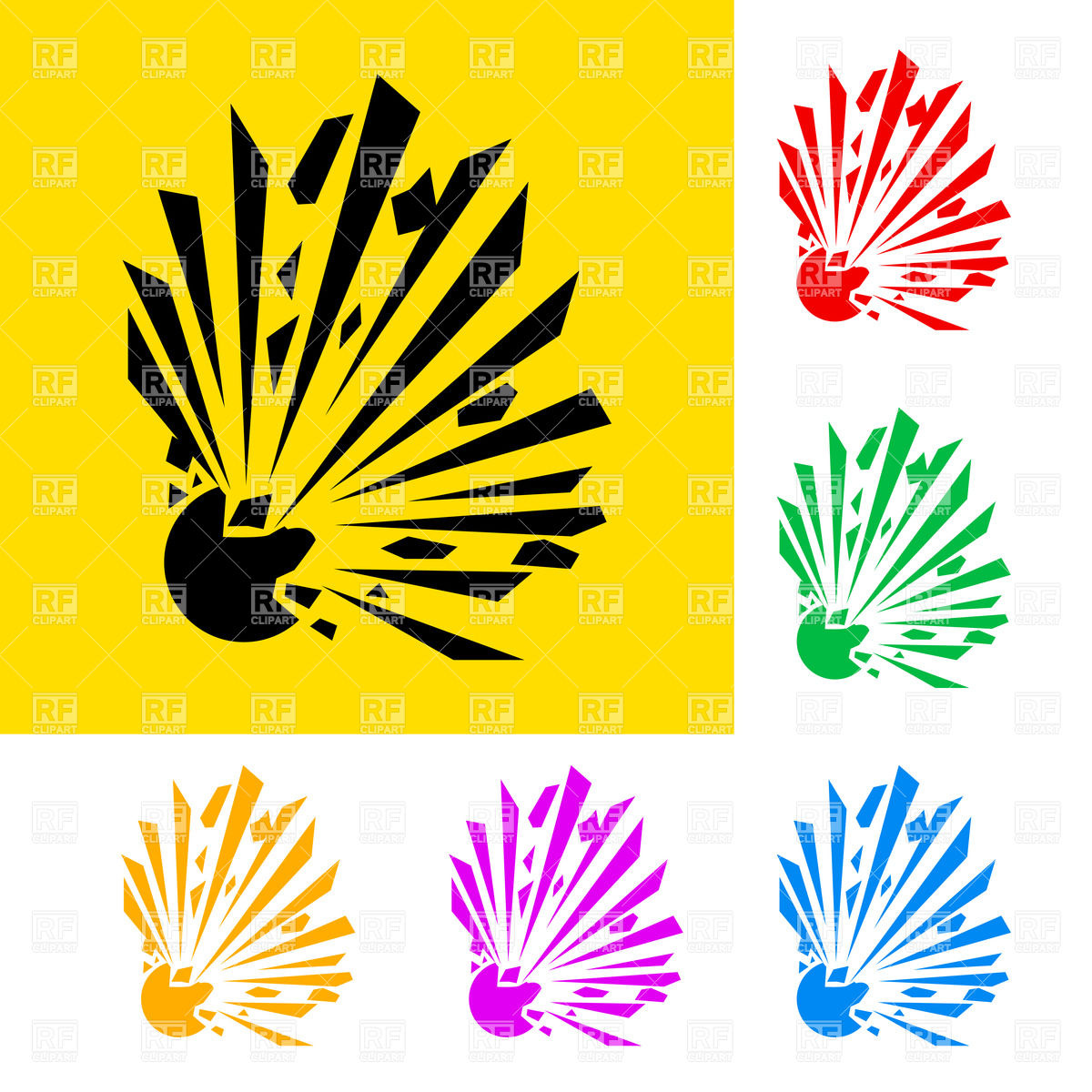 1200x1200 Warning Sign Of Explosion With Color Variations Royalty Free