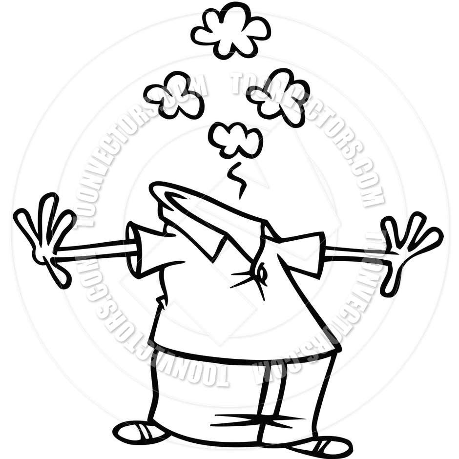 940x940 Cartoon Head Explosion (Black And White Line Art) By Ron Leishman