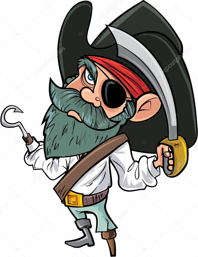 788x1024 Cartoon Pirate With Cutlass And Eye Patch Stock Vector