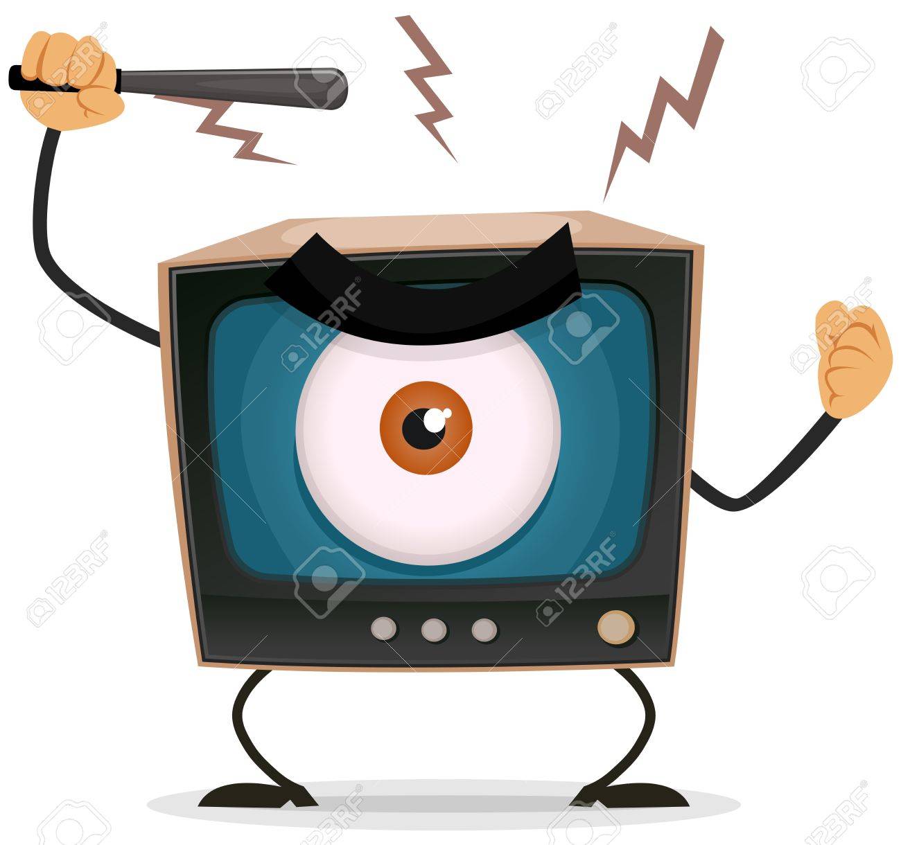 1300x1220 Illustration Of A Cartoon Angry Retro Tv Character With Big