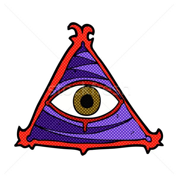 600x600 Comic Cartoon Mystic Eye Symbol Vector Illustration