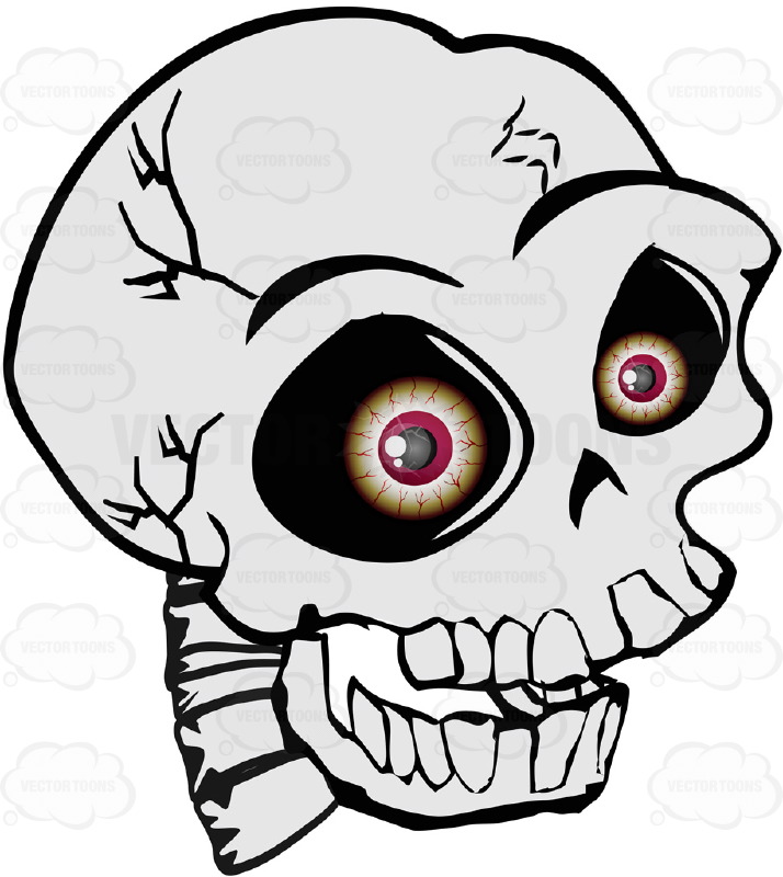 714x800 Cartoon Human Skull With Realistic Bloodshot Red Eyeballs