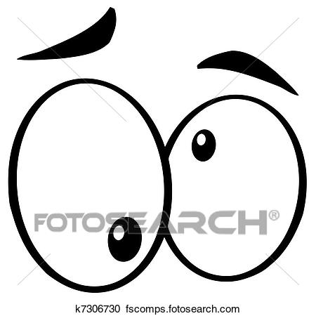 450x450 Clipart Of Outlined Crazy Cartoon Eyes K7306730