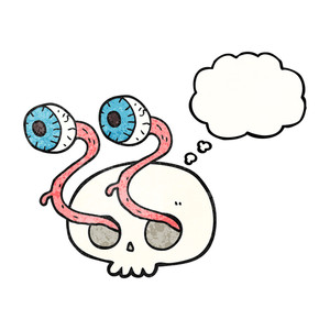 300x300 Gross Freehand Drawn Comic Book Style Cartoon Skull With Eyeballs