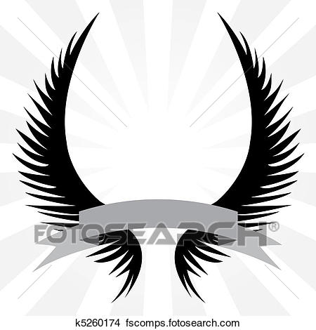 450x470 Clipart Of Gothic Wings Crest K5260174