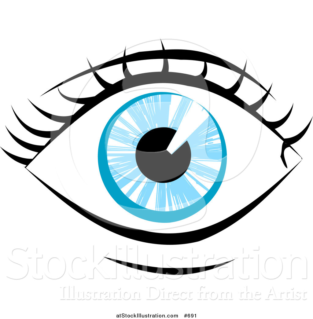 1024x1044 Vector Illustration Of A Blue Human Eye And Lashes By