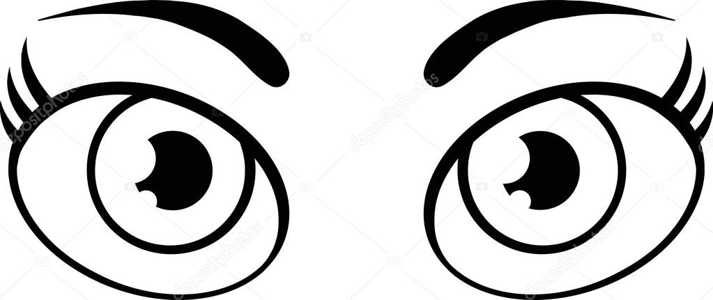 1023x431 Black And White Cute Women Cartoon Eyes Stock Photo Hittoon