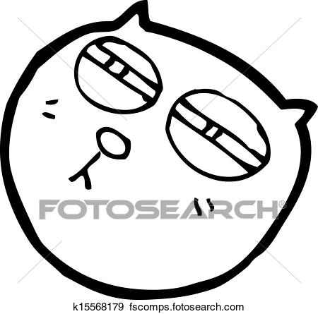450x445 Clip Art Of Cartoon Cat Face With Narrowed Eyes K15568179