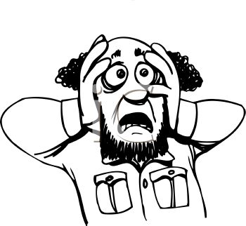 350x322 Royalty Free Clip Art Image Bearded Man His Eyes Big With Fear