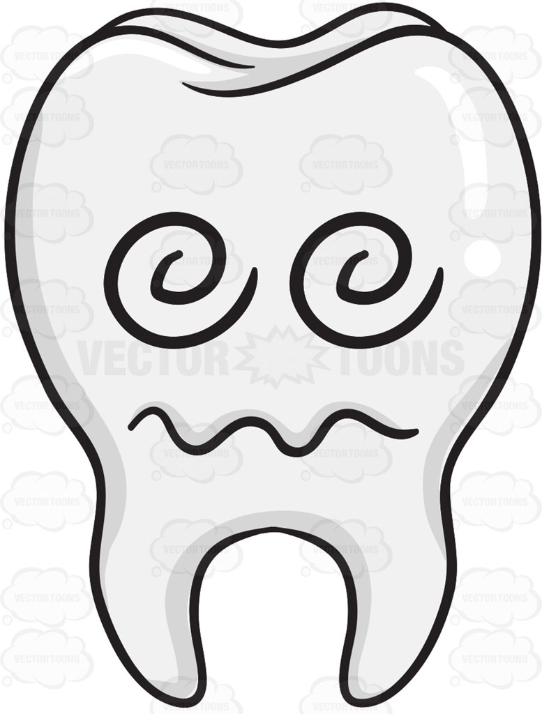 777x1024 Dazed And Confused Tooth Cartoon Clipart