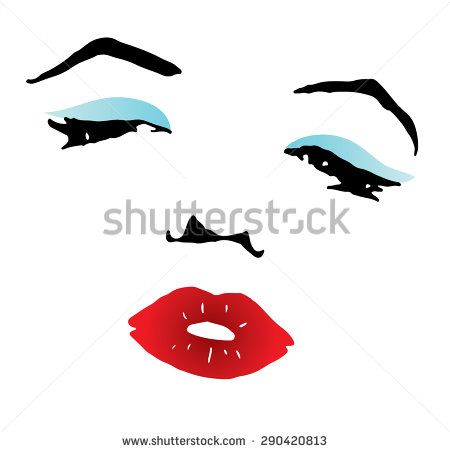 450x452 Clipart Of A Beautiful Woman With Red Sexy Lips And Blue Eyeshadow