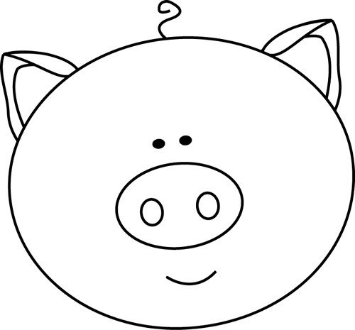 500x465 Black And White Pig Face Clip Art