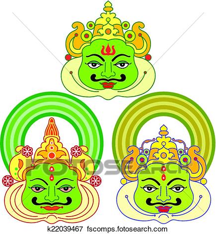435x470 Clip Art Of Kathakali Face Mask, Paint K22039467