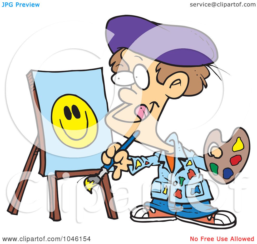 1080x1024 Royalty Free (Rf) Clip Art Illustration Of A Cartoon Boy Painting