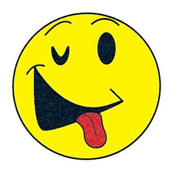 350x350 Glitter Smiley Face With Tongue Out