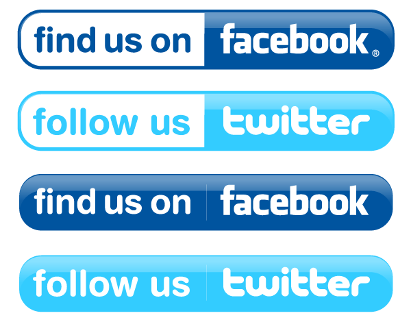 600x470 Facebook And Twitter Buttons Vector Free Clipart Image