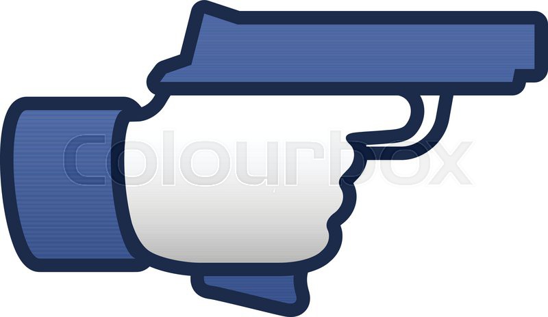 800x464 Like Thumbs Up Symbol Icon With Gun, Vector Illustration. Stock