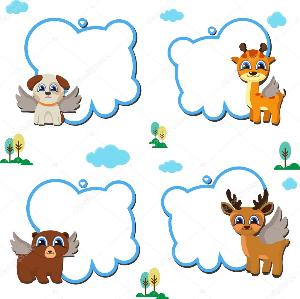 1024x1018 Animal Faces Text Frames Clip Art Set Stock Vector Direnko