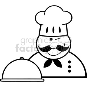 300x300 Royalty Free Winked Chef Logo With Platter 386478 Vector Clip Art