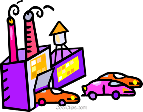 480x374 Automotive Factory Royalty Free Vector Clip Art Illustration