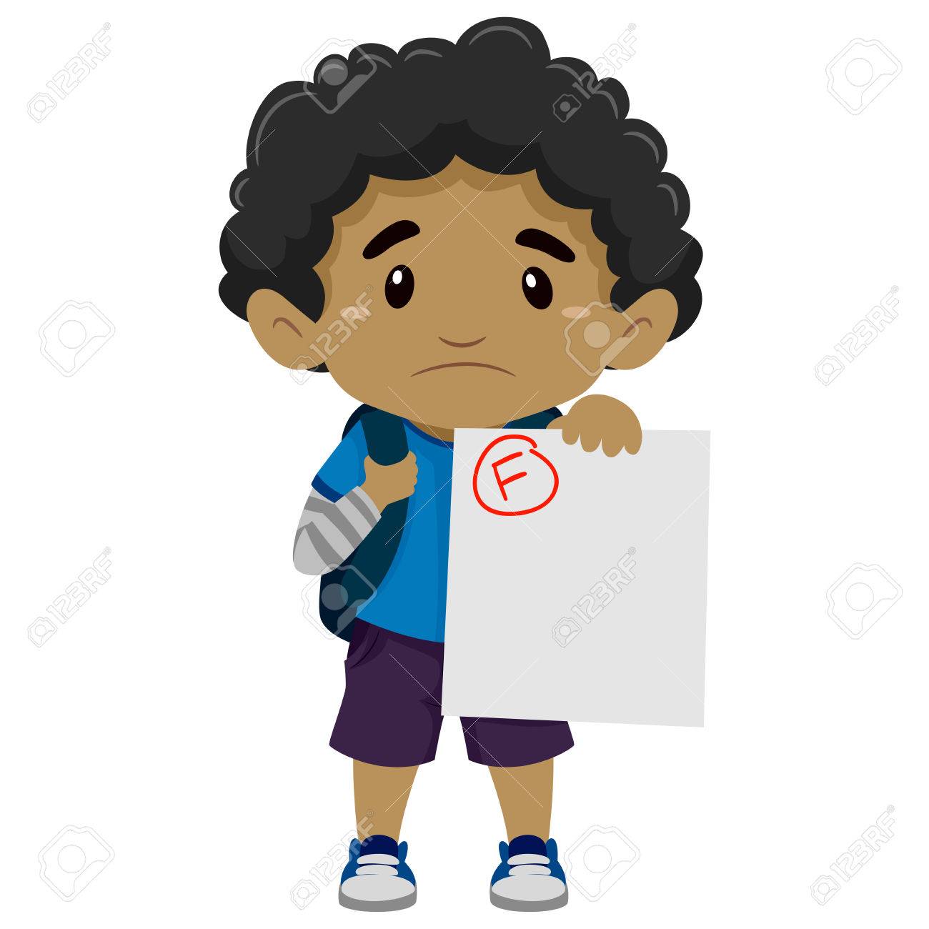1300x1300 Vector Illustration Of A Black Boy Showing His Failed Exam Royalty