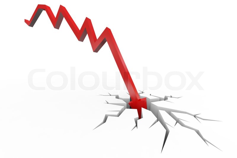 800x533 Red Arrow Breaking Floor. Concept Of Bankruptcy, Financial