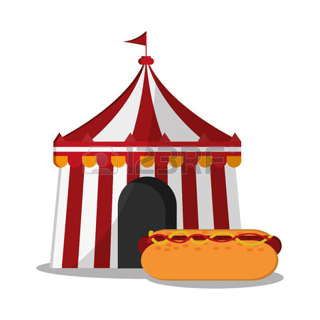 450x450 Tickets Tent Hot Air Balloon And Clown Icon. Carnival Festival