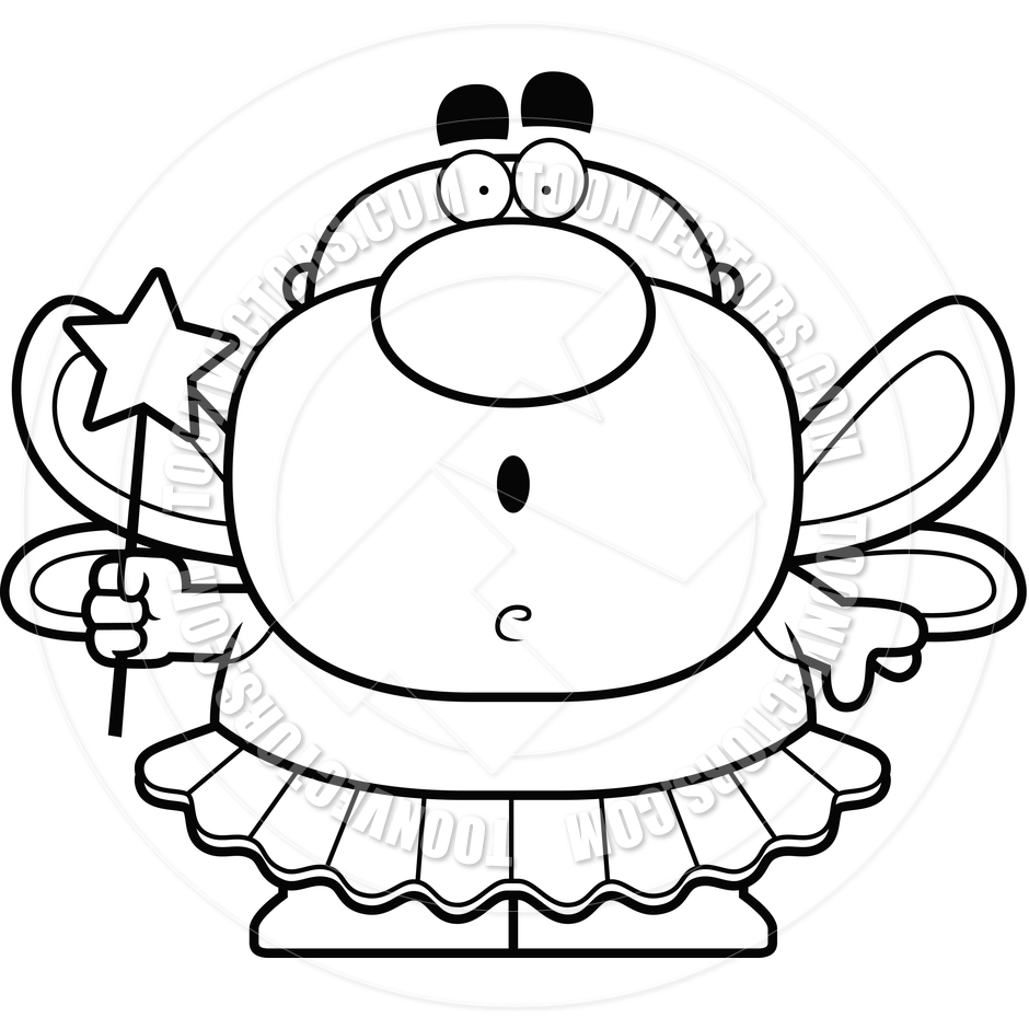 940x940 Cartoon Tooth Fairy Man Surprised (Black And White Line Art) By