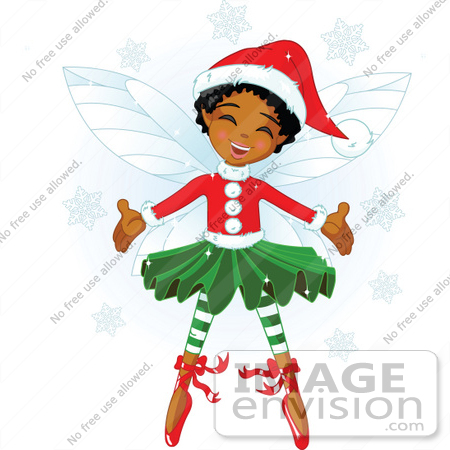 450x450 Clip Art Illustration Of A Happy African Xmas Fairy Girl In Xmas