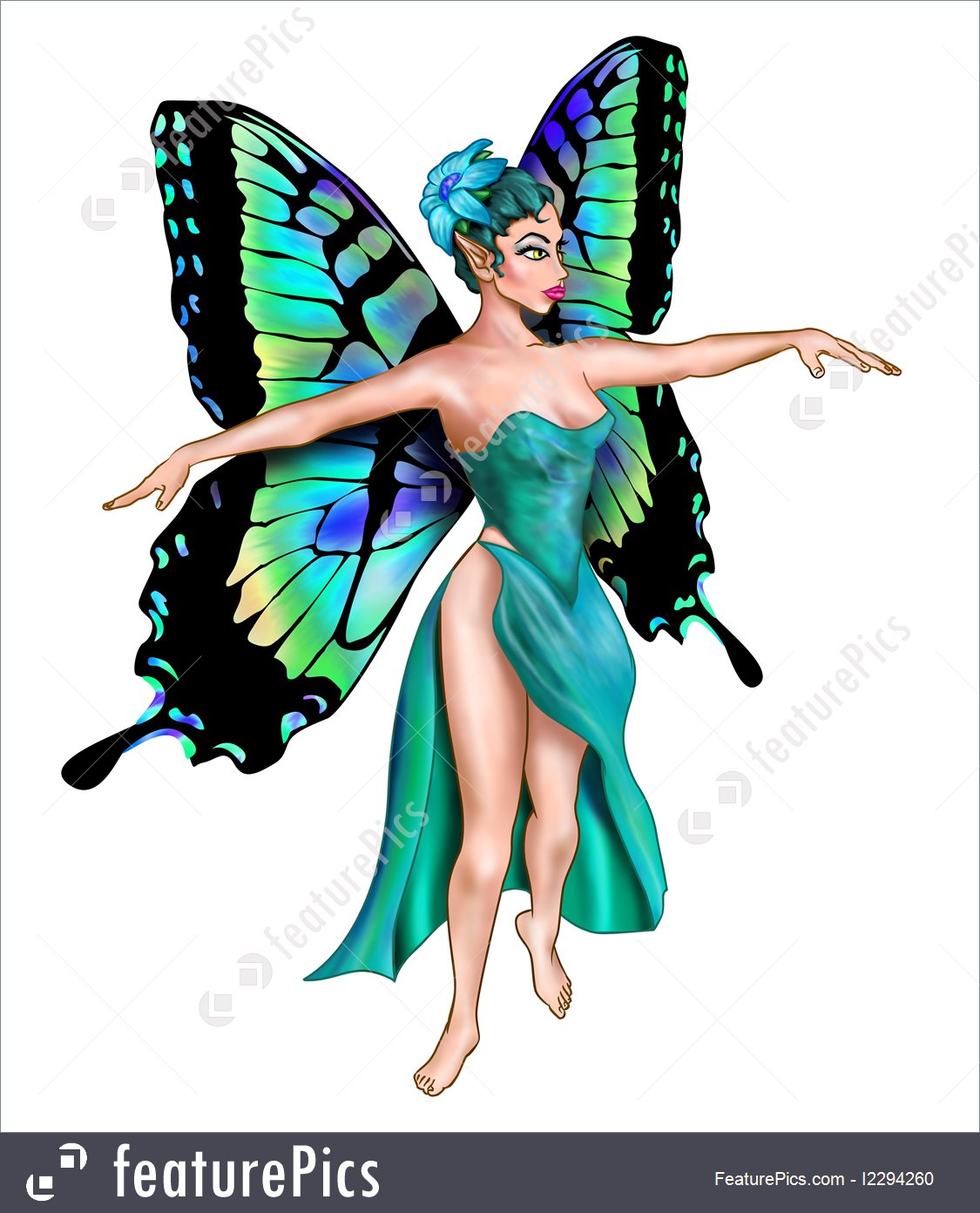 1125x1392 Beautiful Turquoise Fairy Illustration