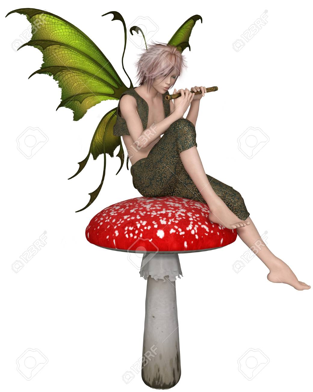 1040x1300 Fantasy Illustration Of A Fairy Boy Sitting On A Toadstool Playing
