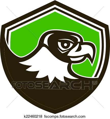 433x470 Clip Art Of Falcon Head Side Shield Retro K22460218