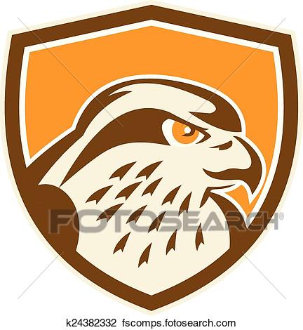 432x470 Clipart Of Peregrine Falcon Head Shield Retro K24382332