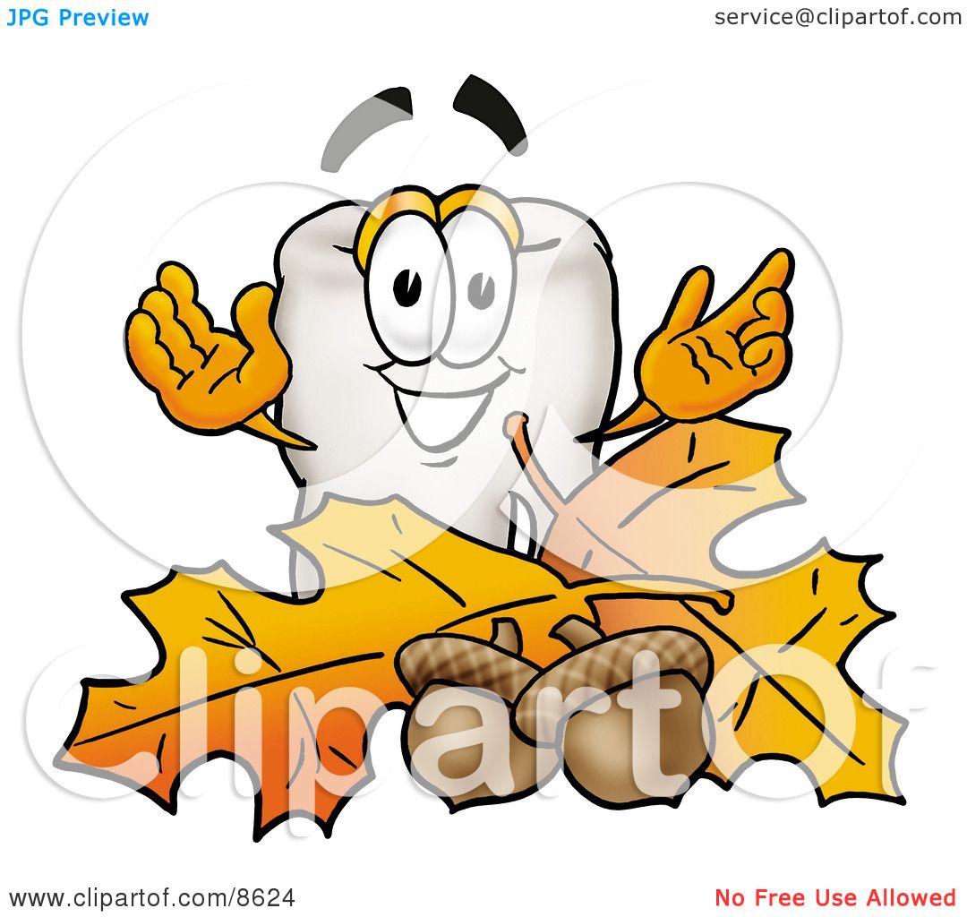 1080x1024 Clipart Picture Of A Tooth Mascot Cartoon Character With Autumn