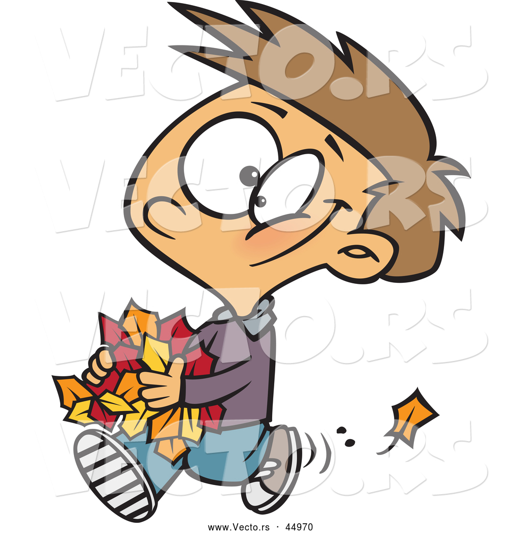 1024x1044 Vector Of A Happy Cartoon Moving Piles Of Autumn Leaves By