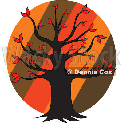 400x400 Of An Autumn Tree Over Diagonal Stripes On A Circle