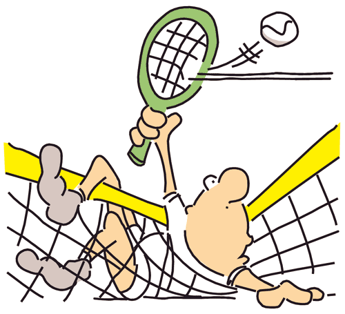 500x455 Tennis Player Fall In To Net Funny Cartoon