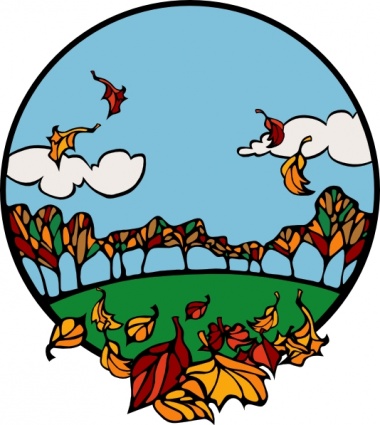 380x425 Fall Scene In A Circle Clip Art Vector, Free Vectors
