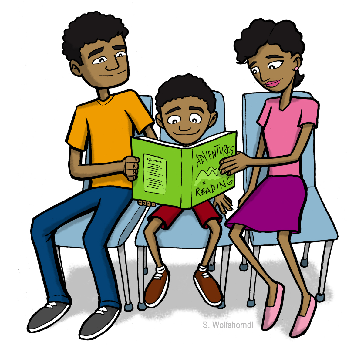 1200x1200 Families Reading Clip Art